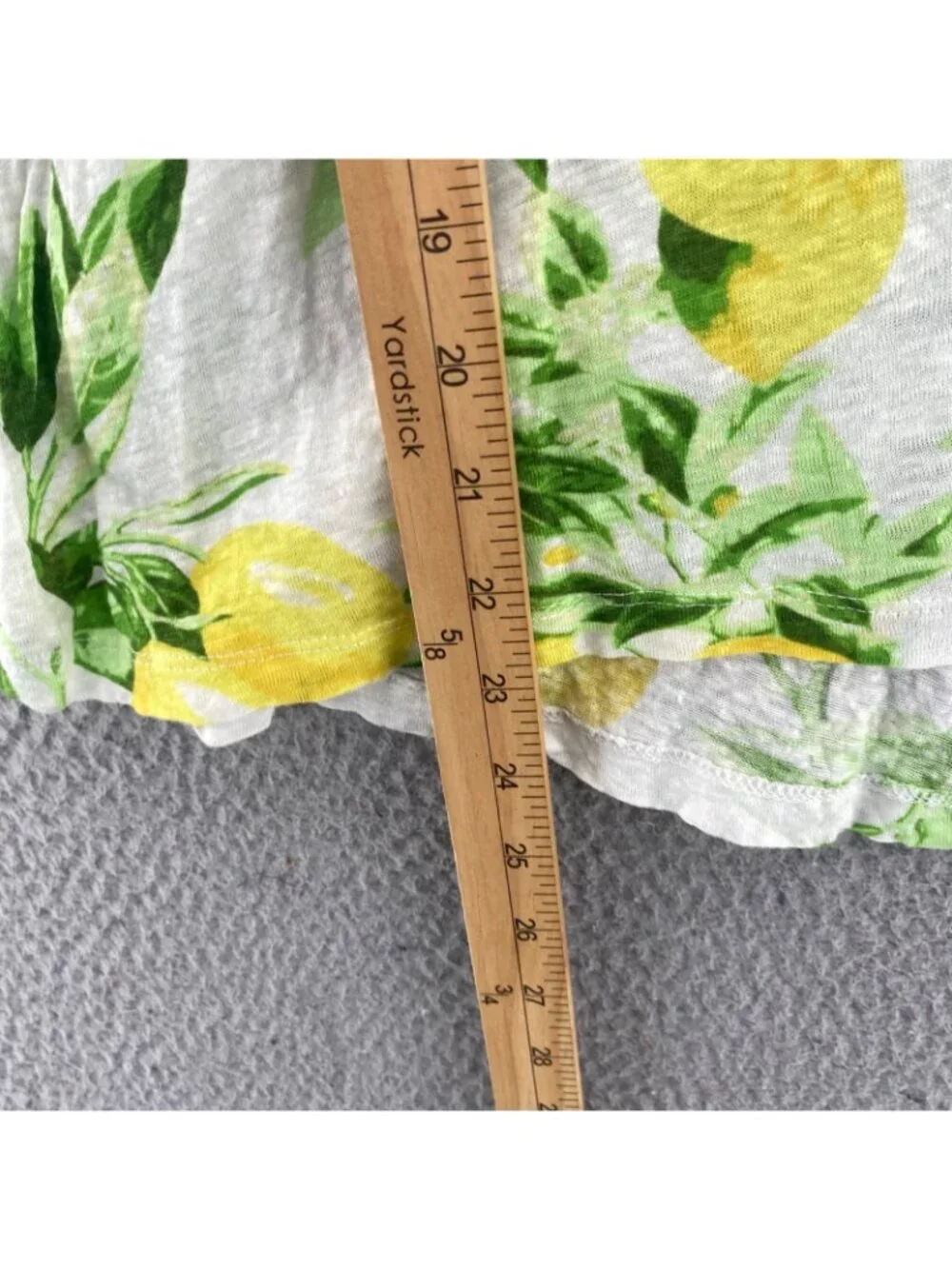 Loft Top Womens Medium Lemon Linen Tee Cap Sleeves Scoop Neck Casual Semi Sheer - Picture 8 of 9